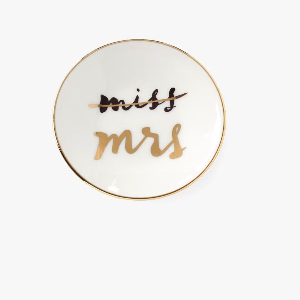 Kate Spade Bridal Party Ring Holder Miss to Mrs White Gold Porcelain Wedding